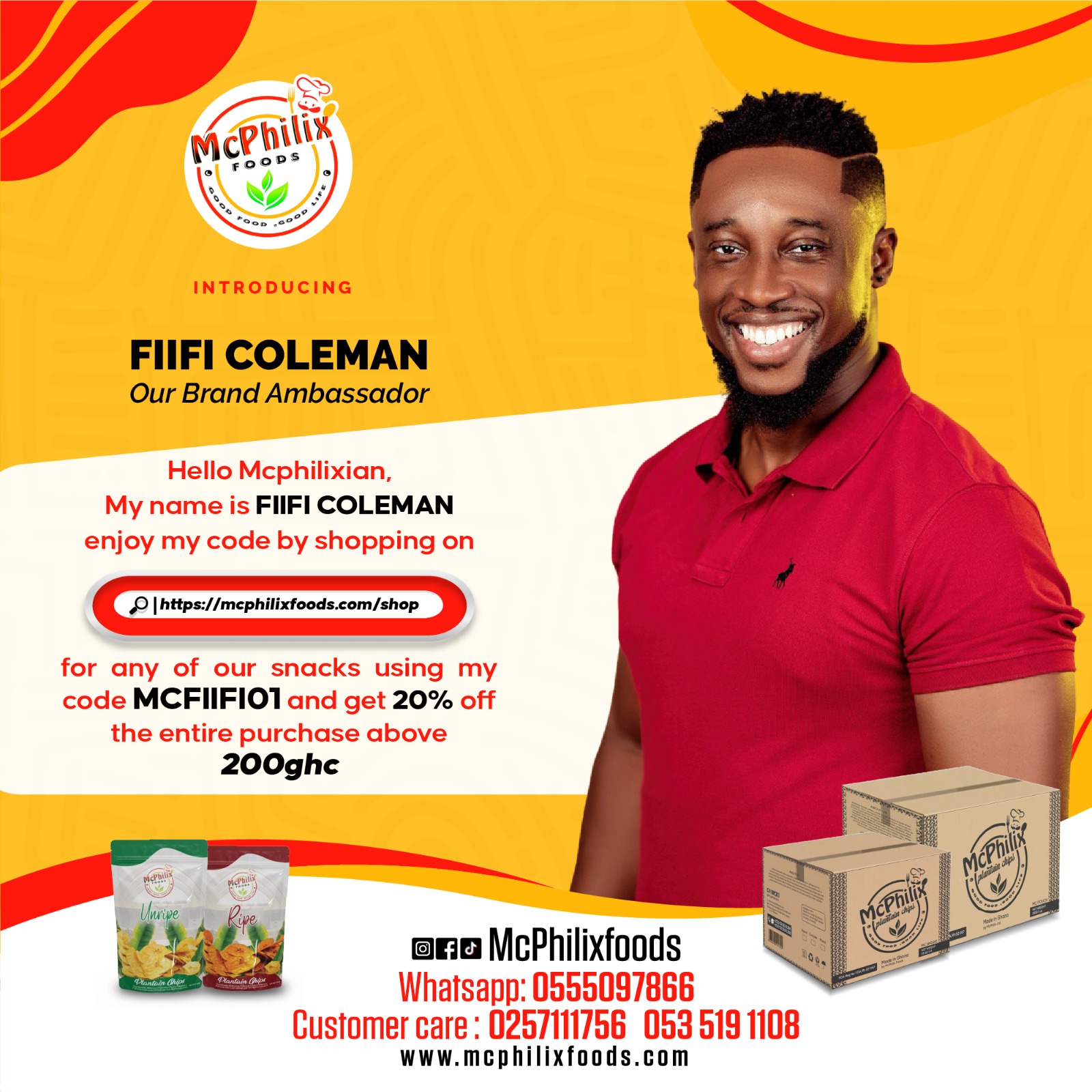 mcphilix foods brand ambassador fiifi coleman